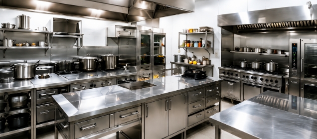 Cocina industrial en acero inoxidable fabricada por Fridge & Stove