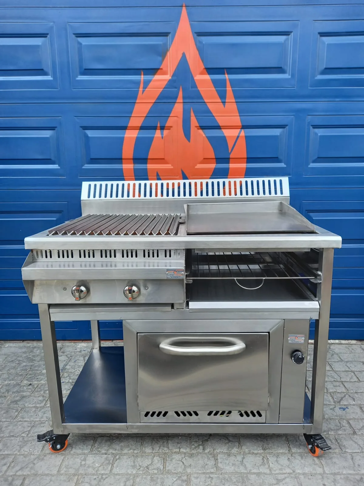 Estufa con plancha, horno y barbacoa