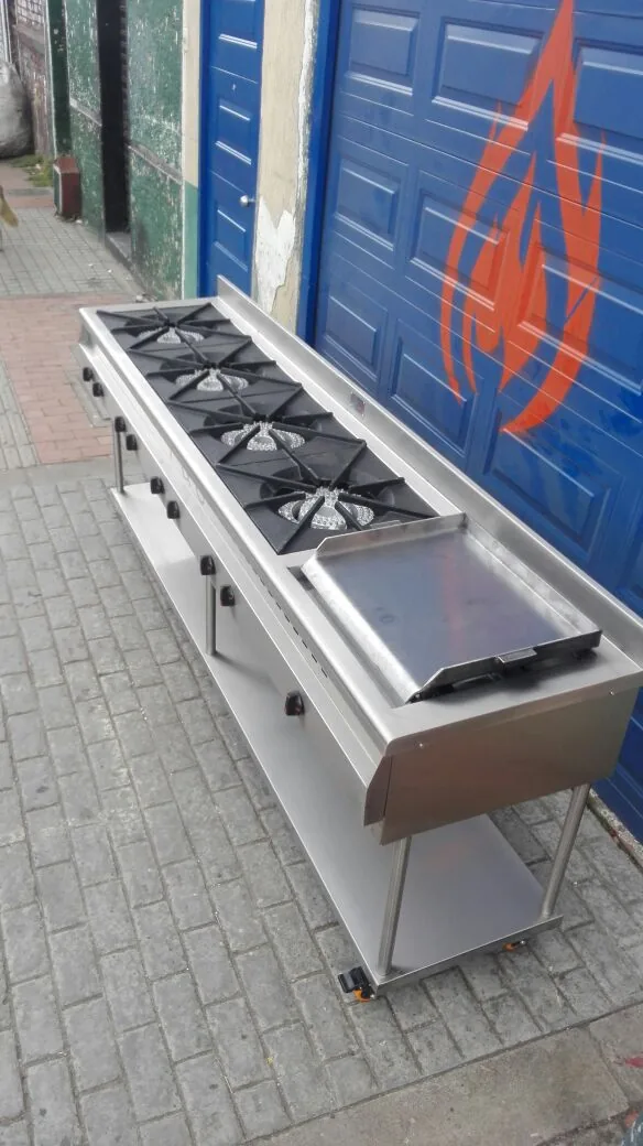 Estufa 4 fogones dobles y plancha